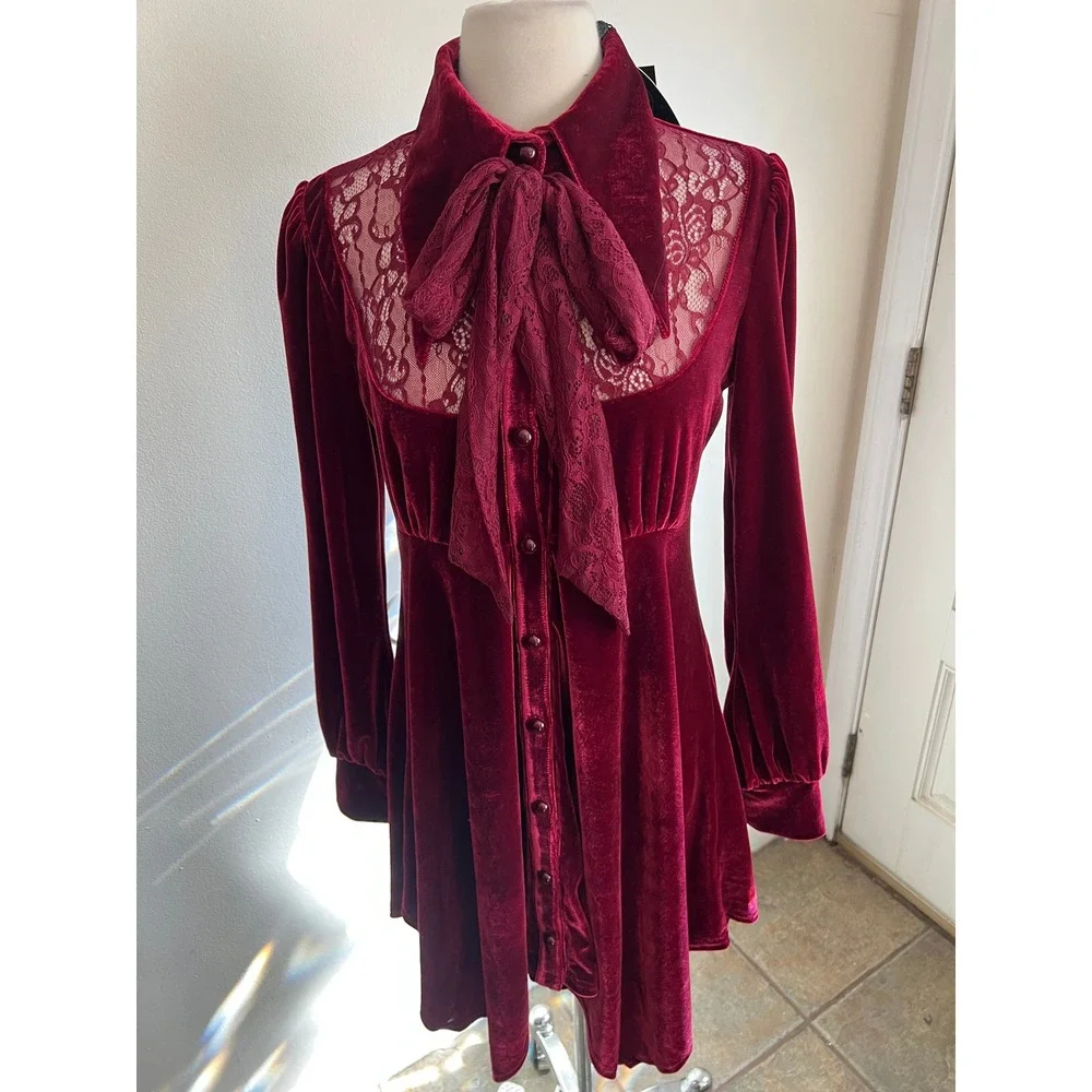 Killstar Nymyria Blood Red velvet dress size M - Picture 4 of 6